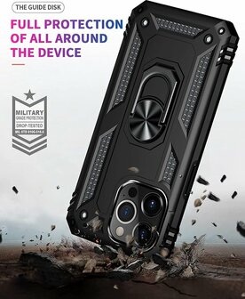 iPhone 13 Pro Max Zwart - Armor met Kickstand Ring