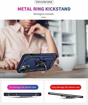 iPhone 13 Mini Blauw &amp;amp; 2X Glas - Armor met Kickstand Ring