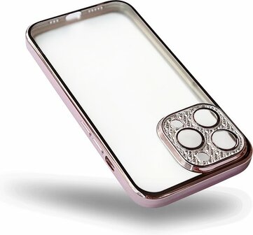 iPhone 13 Pro - Glitter Cam Back Cover - Roze