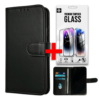 Moto G54 - Book Case &amp;amp; Glas - Zwart