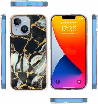 iPhone 14 - Marmer Back Cover - Zwart