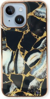 iPhone 14 - Marmer Back Cover - Zwart