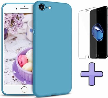 iPhone SE 2022-2020 - Back Cover &amp;amp; Glas - Blauw