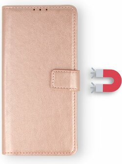 Oppo A16 - A16S - A54S - Book Case &amp;amp; Glas - Rosegoud