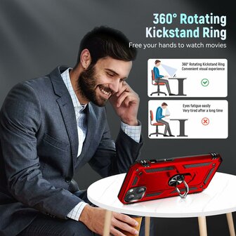 iPhone 15 Rood - Armor met Kickstand Ring