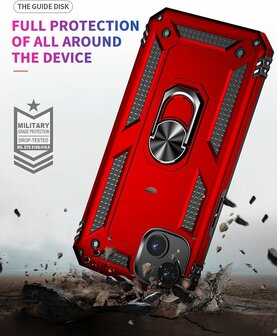 iPhone 15 Rood - Armor met Kickstand Ring