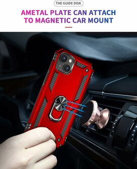 iPhone 15 Rood - Armor met Kickstand Ring