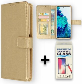 S22 Plus - Book Case &amp;amp; Glas - Goud