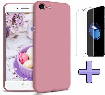 iPhone SE 2022-2020 - Back Cover &amp;amp; Glas - Roze