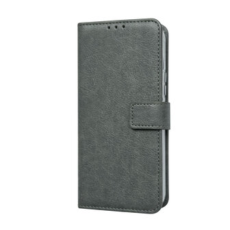 iPhone 15 Pro - Book Case &amp;amp; Glas - Grijs