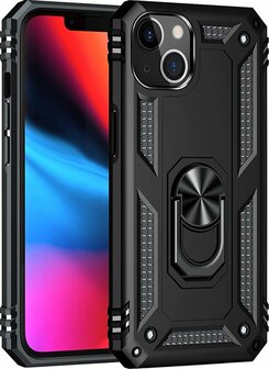iPhone 14 Zwart - Armor met Kickstand Ring