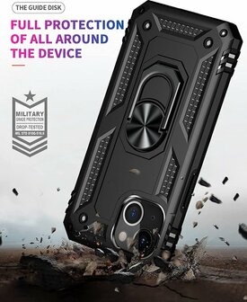 iPhone 14 Zwart - Armor met Kickstand Ring