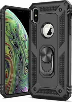 iPhone X &amp;amp; XS - Armor met Kickstand Ring - Zwart