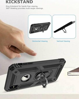 iPhone X &amp;amp; XS - Armor met Kickstand Ring - Zwart