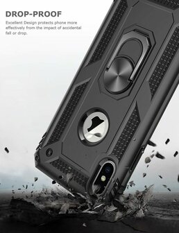 iPhone X &amp;amp; XS - Armor met Kickstand Ring - Zwart
