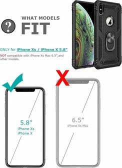 iPhone X &amp;amp; XS - Armor met Kickstand Ring - Zwart