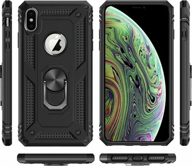 iPhone X &amp;amp; XS - Armor met Kickstand Ring - Zwart