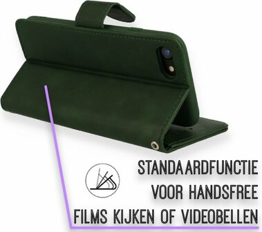 iPhone SE 2022-2020 - HQ Book Case &amp;amp; Glas - Groen