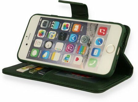 iPhone SE 2022-2020 - HQ Book Case &amp;amp; Glas - Groen