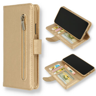 iPhone 15 Goud - Book Case met Rits