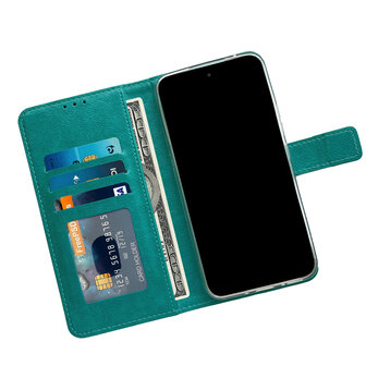 iPhone 15 - Book Case &amp;amp; Glas - Turquoise