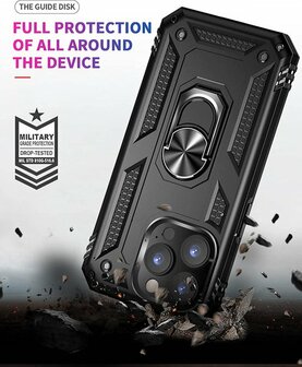 iPhone 14 Pro Zwart - Armor met Kickstand Ring