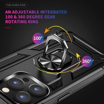 iPhone 14 Pro Zwart - Armor met Kickstand Ring