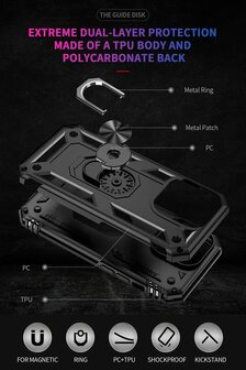 iPhone 14 Pro Zwart - Armor met Kickstand Ring