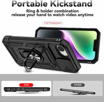iPhone 16e - Zwart - Armor Kickstand &amp;amp; Camera Bescherming