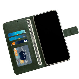 iPhone 15 Plus - Book Case &amp;amp; Glas - Groen