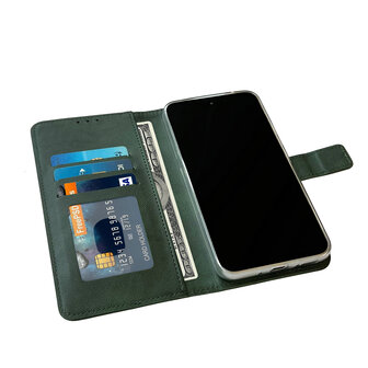 iPhone 15 Plus - Book Case &amp;amp; Glas - Groen