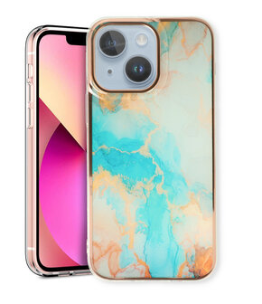 iPhone 15 - Marmer Back Cover - Aqua