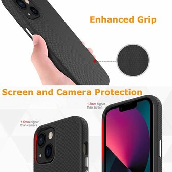 iPhone 13 Zwart - Anti Slip Matte Armor