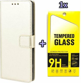iPhone SE 2022-2020 - HQ Book Case &amp;amp; Glas - Goud