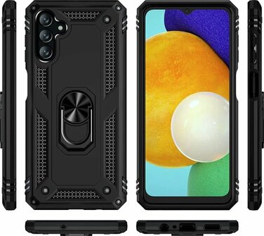 Samsung A04S Zwart - Armor met Kickstand Ring