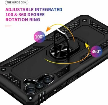 Samsung A04S Zwart - Armor met Kickstand Ring