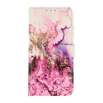 Samsung A54 met Marmer Paars Print - Book Case
