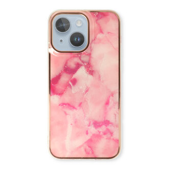 iPhone 15 - Marmer Back Cover - Roze