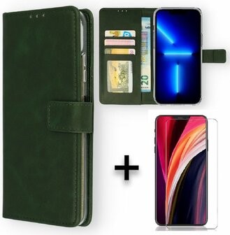 iPhone 11 - Book Case &amp;amp; Glas - Groen