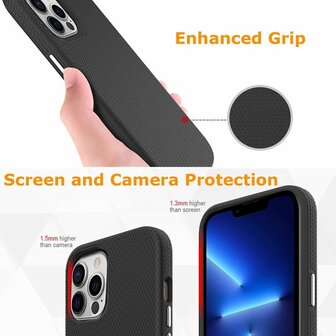 iPhone 13 Pro Zwart - Anti Slip Matte Armor