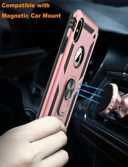 iPhone X &amp;amp; XS - Armor met Kickstand Ring - Rosegoud