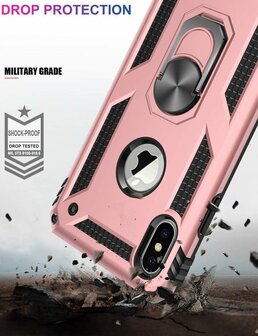 iPhone X &amp;amp; XS - Armor met Kickstand Ring - Rosegoud