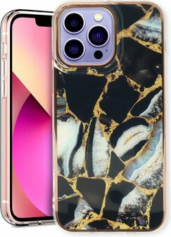 iPhone 13 Pro - Marmer Back Cover - Zwart