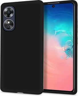 Oppo A17 Zwart - Kaarthouder Navy Blue &amp;amp; Glas - Back Cover