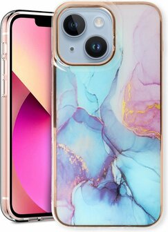 iPhone 14 - Marmer Back Cover - Blauw