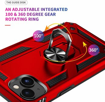 iPhone 15 Plus Rood - Armor met Kickstand Ring