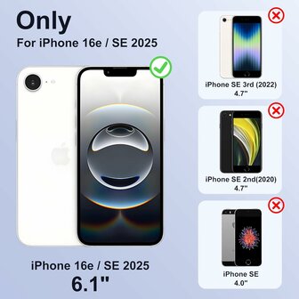 iPhone 16e - Zwart - Kickstand Amor Back Cover &amp;amp; 2x Glas