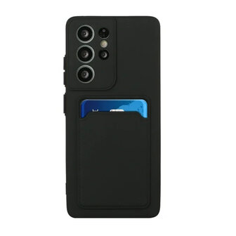Samsung Galaxy S25 Ultra - Zwart - Siliconen Back Cover met Kaarthouder