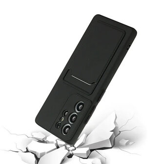 Samsung Galaxy S25 Ultra - Zwart - Siliconen Back Cover met Kaarthouder