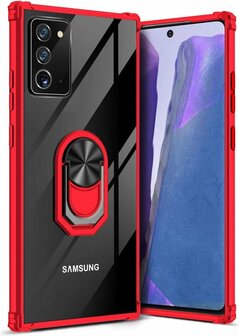 Samsung Note 20 Rood - Anti Shock Kickstand Ring Case